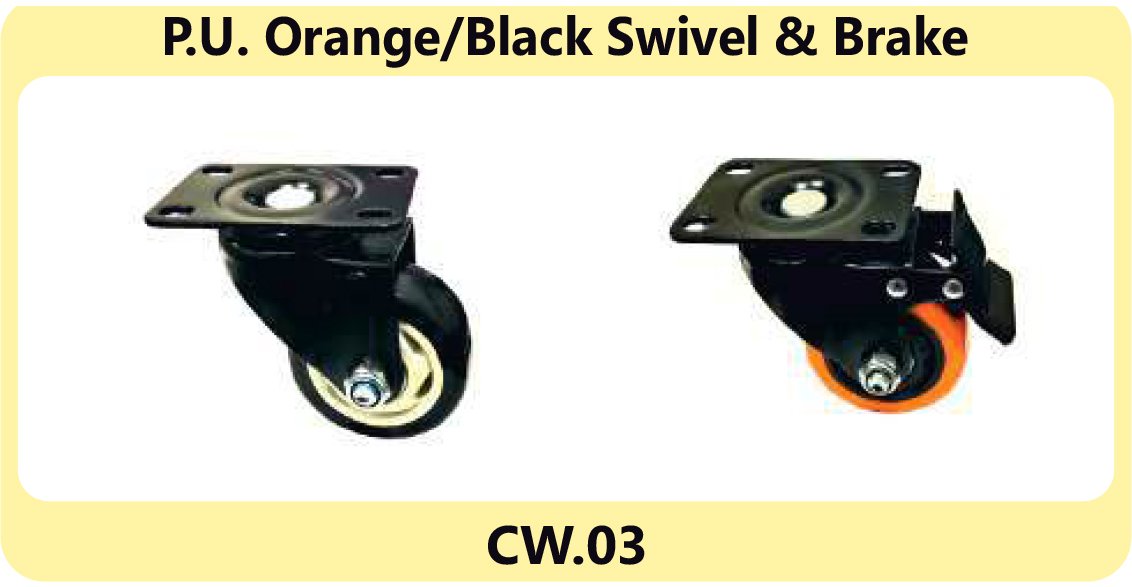 P U Orange Black Swivel Brake